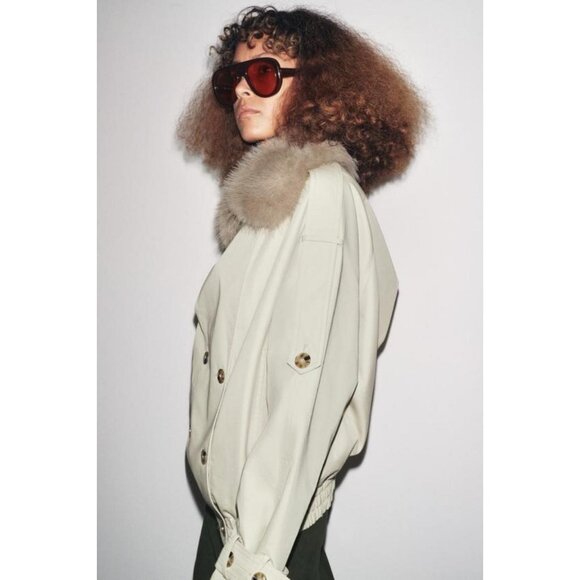 ZARA ZW COLLECTION WATER-REPELLENT SHORT TRENCH COAT - Picture 4 of 12